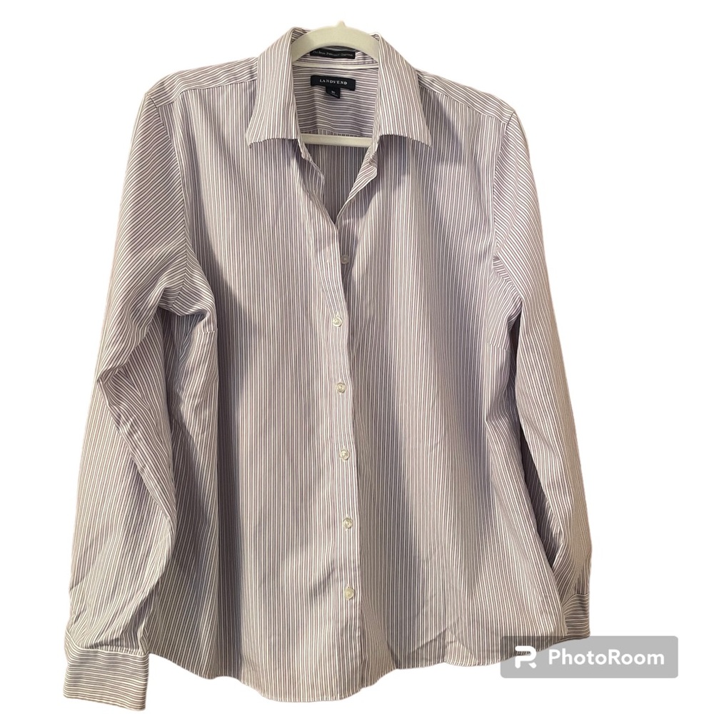 Lands’ End no iron pinpoint Oxford dress shirt Size 16